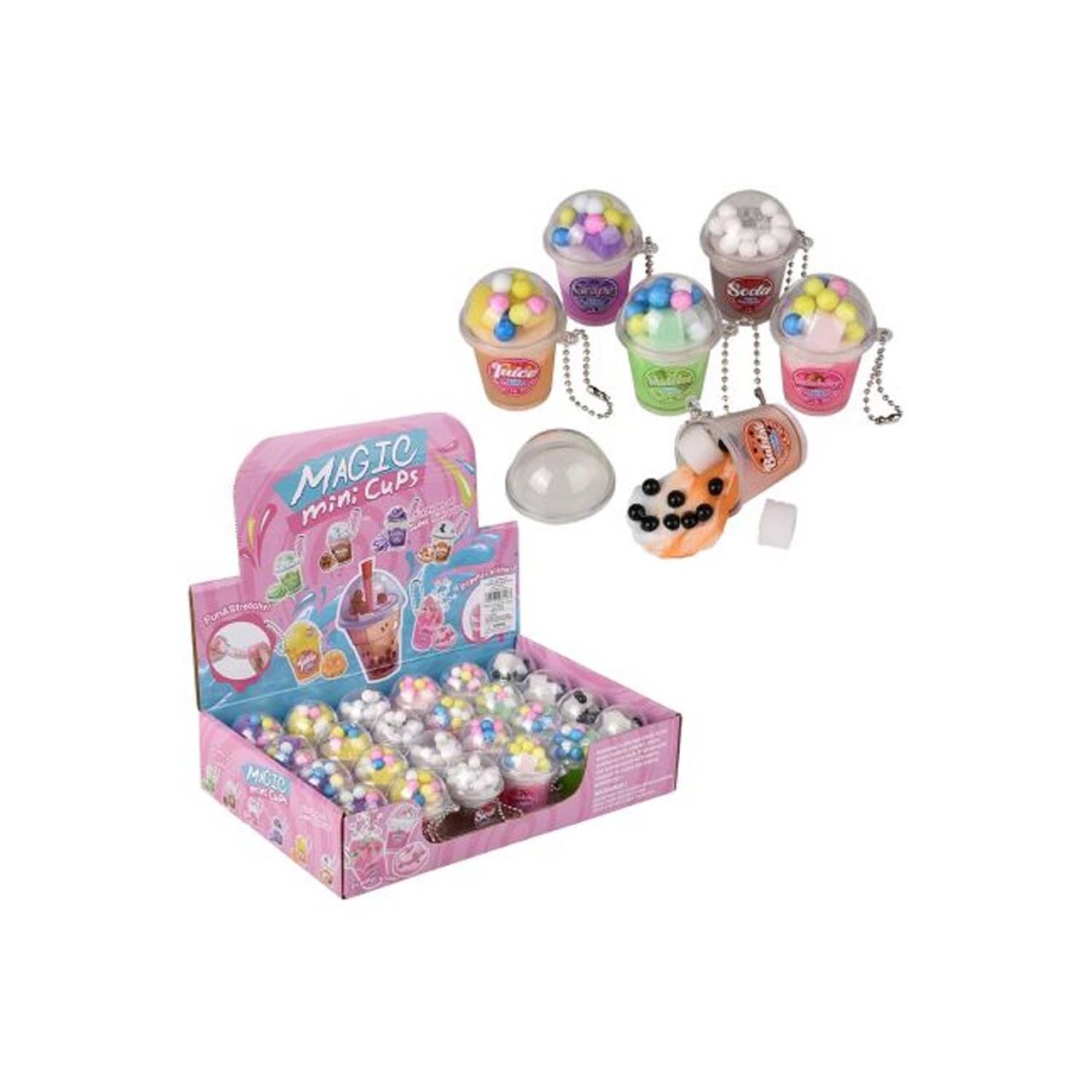 Magic Mix Mini Cup Slime – 2" Bubble Tea Slime Cups with Boba & Mix-Ins, Assorted Colors